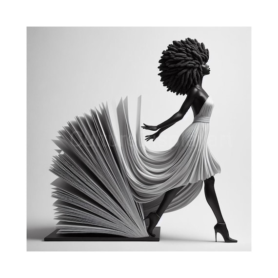 Writing a New Chapter, Digital Download, Black Woman Portrait, AI Art, Printable Wall Art, Modern Wall Decor