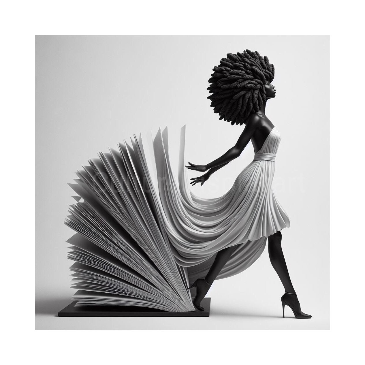 Writing a New Chapter, Digital Download, Black Woman Portrait, AI Art, Printable Wall Art, Modern Wall Decor
