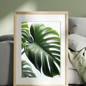 2 x Tropisches Blatt-Print-Set, Bananenblatt-Druck, Monsterablatt-Druck, KI-Kunst, druckbare Wandkunst, moderne Wanddekoration, tropischer botanischer Druck