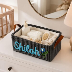 Personalized Baby Shower Basket with Name, Baby Shower Gifts, Book Basket Baby book Organizer, Baby Book Storage, Moms To Be Gifts