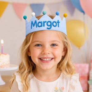 Personalized Embroidered Birthday Crown with Name, Handmade Kids Party Hat, Baby Birthday Crown, First Birthday Gift, Keepsake for Baby