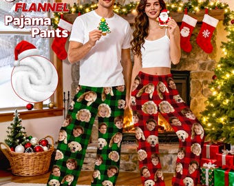 Custom Pajama Pants with Photo,Funny Face Pajama Pants,Custom Christmas Flannel Pajamas with Face, Christmas Pajamas pants,Christmas Gifts