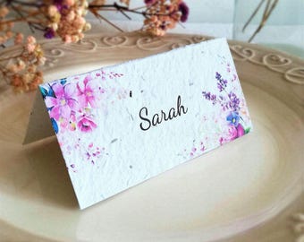 Pflanzbare Platzkarten aus Samenpapier mit Wildblumen, Tischkarten Hochzeit, Personalisierte Namenskarten, Ökologisch und Nachhaltig