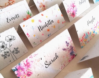 Pflanzbare Platzkarten aus Samenpapier mit Wildblumen, Tischkarten Hochzeit, Personalisierte Namenskarten, Ökologisch und Nachhaltig