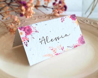 Pflanzbare Platzkarten aus Samenpapier mit Wildblumen, Tischkarten Hochzeit, Personalisierte Namenskarten, Ökologisch und Nachhaltig