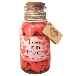 Barattolo dell'Amore | Cuori di Carta in un Barattolo con Citazioni d'Amore, Messaggi d'Amore Romantici, Cuori Origami 3D, Stelle di Carta