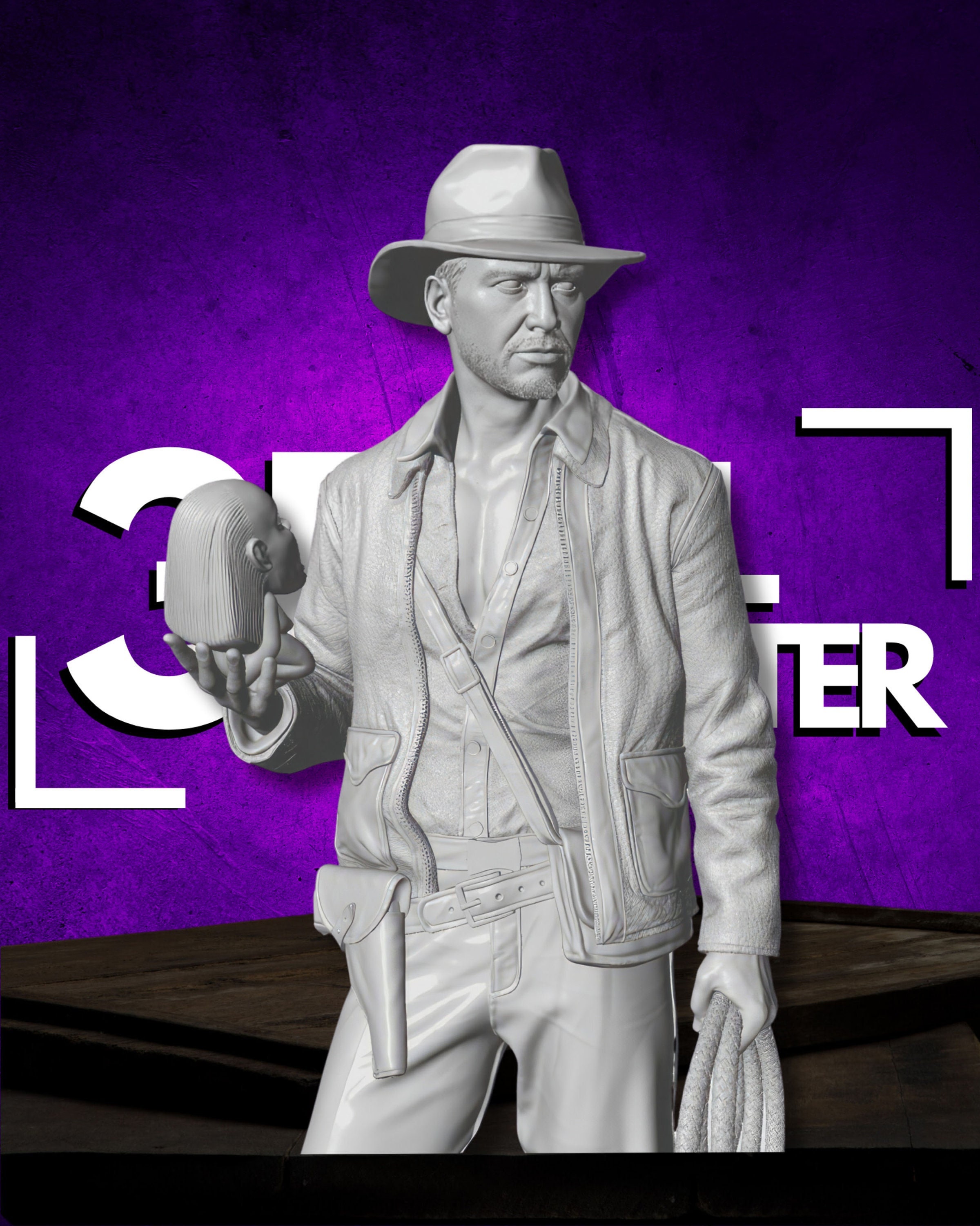Indiana Jones Statue and Bust 3D Printer STL Files 3D STL Model 3D ...