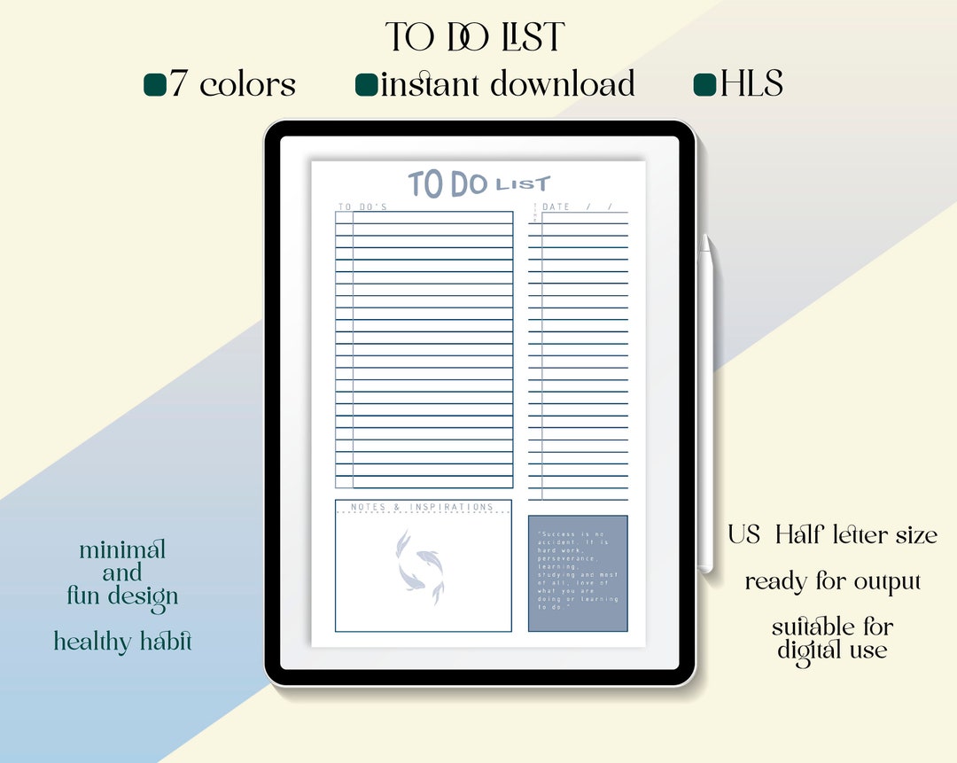 Digital to Do List Daily Organizer List Design Printable to Do List ...