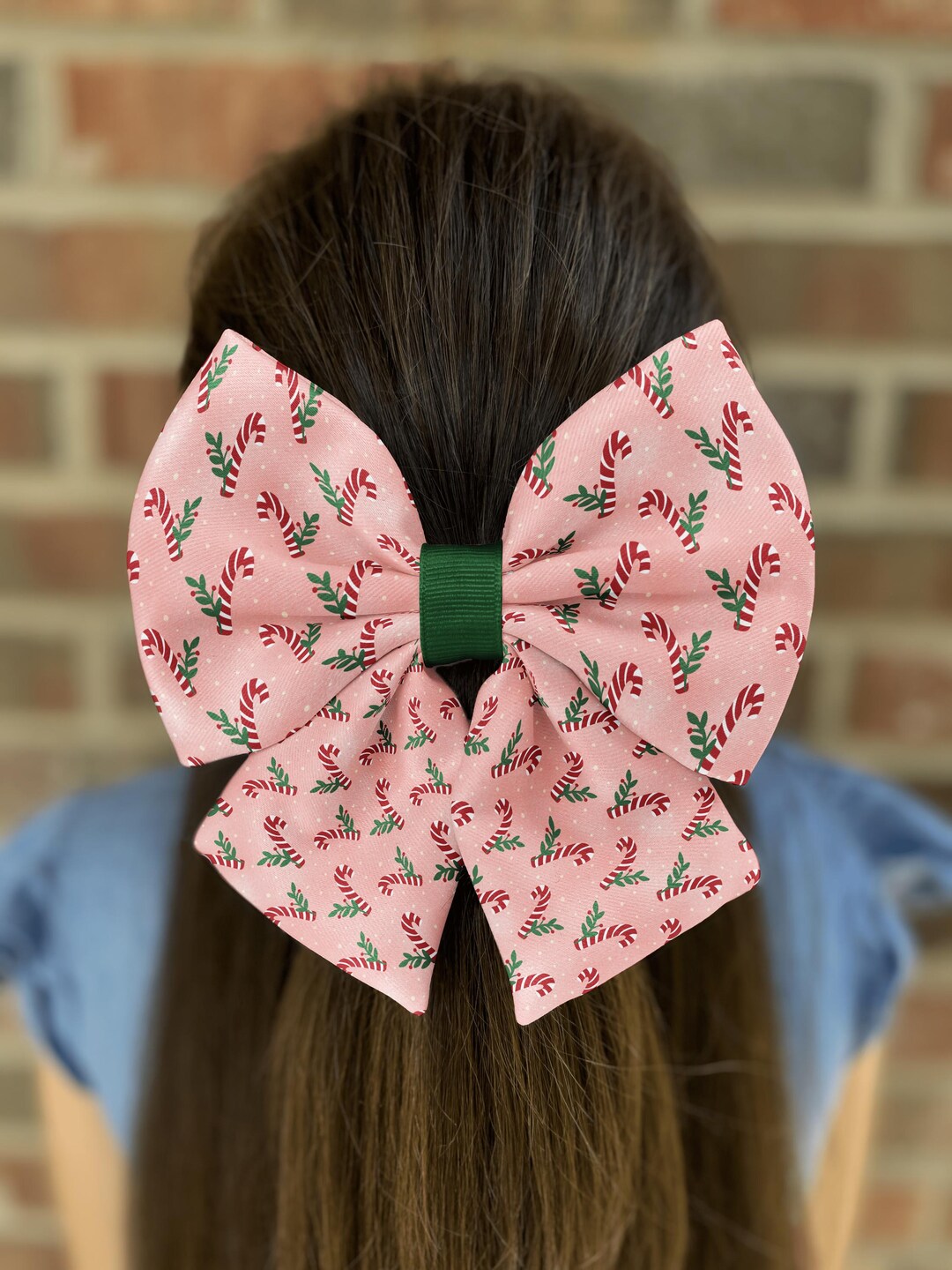 Festive Jolly Christmas Candy Cane Hair Bow • Holiday Red, White, and ...
