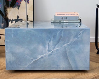 Blue Marble Table - Coffee Table - Tile Table - Living Room Table Handcrafted Table Tile Furniture Handmade Furniture Home Decor Home Design