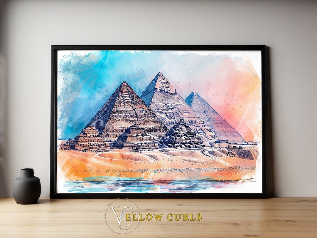 Pyramids of Giza Print INSTANT DOWNLOAD Pyramids of Giza Pencil Sketch Gallery Wall Art Egypt ...