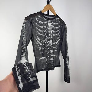 STYLE Retro Rare Avant Garde Gothic Print Save The Queen Jean Paul Gaultier JPG Style Mesh Blouses Y2K