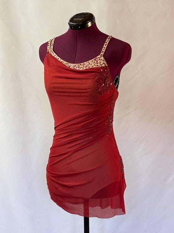 Bespoke Burgundy / Wine Colour Lyrical Dance Dress - Contemporary Dance Costume - Competition Solo Dance Costume