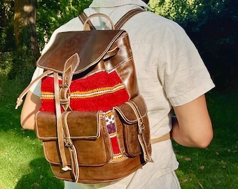 Leather Backpack Moroccan Leather Bag Handmade Backpack Men&#39;s Backpack Women&#39;s Backpack Vintage Backpack Unisex Leather Bag