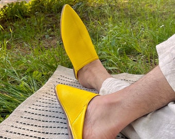 Babouche Moroccan Slipper Yellow Babouche for Men Comfortable Babouche Slipper Royal Yellow Babouche Moroccan Shoe for Men