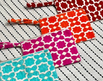 Pouch Makeup Bag Fabric Makeup Pouch Toiletry Bag with Zellige Pattern Travel Cosmetic Pouch Zellige