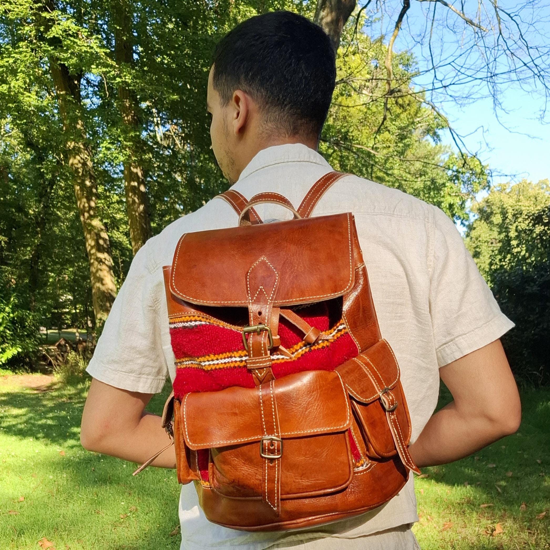 Leather Backpack Moroccan Leather Bag Handmade Backpack  display picture 1