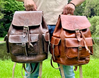 Leather Backpack Moroccan Leather Bag Handmade Backpack Men&#39;s Backpack Women&#39;s Backpack Vintage Backpack Unisex Leather Bag