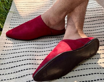 Babouche Moroccan slipper red babouche for men  comfort babouche slipper red suede babouche Moroccan shoe for men
