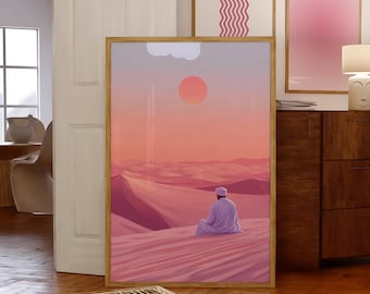 Poster Morocco Vintage Riad Poster Minimalist Riad Illustration Terracotta Art Poster Minimalist Morocco Poster Terracotta Wall Decoration
