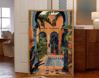 Morocco Poster Morocco Poster Vintage Poster Riad Wall Art Morocco Illustration Minimalist Riad Terracotta Minimalist Poster Morocco Illustration