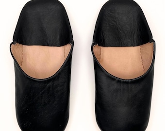 Marokkaanse Babouche lederen slipper Zwarte Babouche slipper Marokkaanse Babouche slipper Marokkaanse Babouche lederen slipper Dames lederen slipper