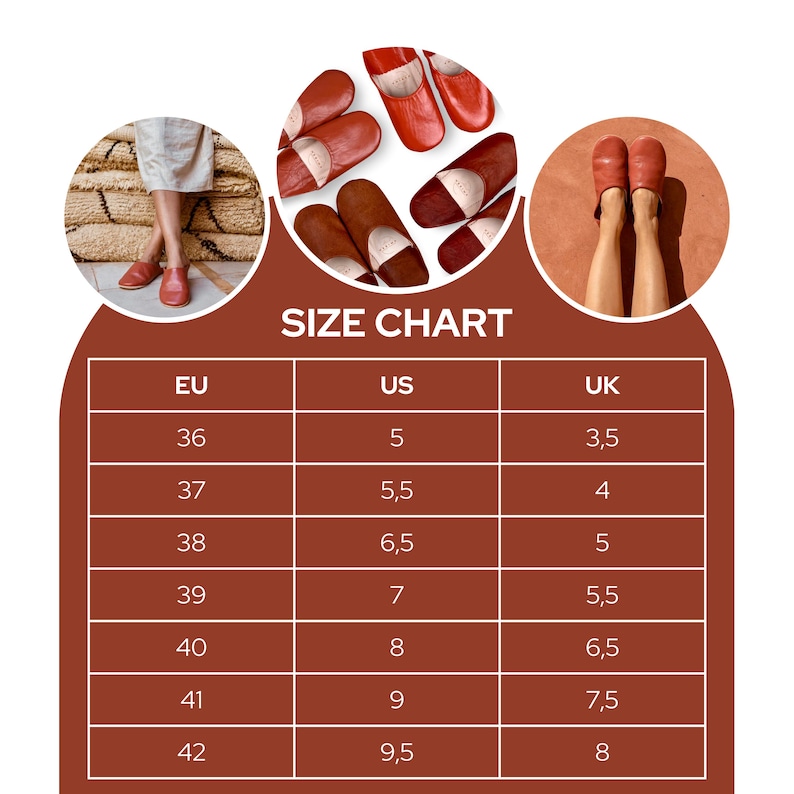 Puede incluir: Tabla de tallas para zapatillas de cuero en tallas US, UK y EU. La tabla muestra las tallas correspondientes para cada regi&oacute;n.