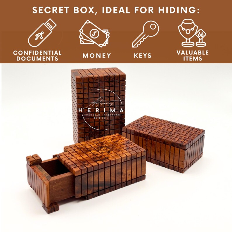 Secret Wooden Box Hidden Compartment Wooden Jewelry Box Jewelry Chest 