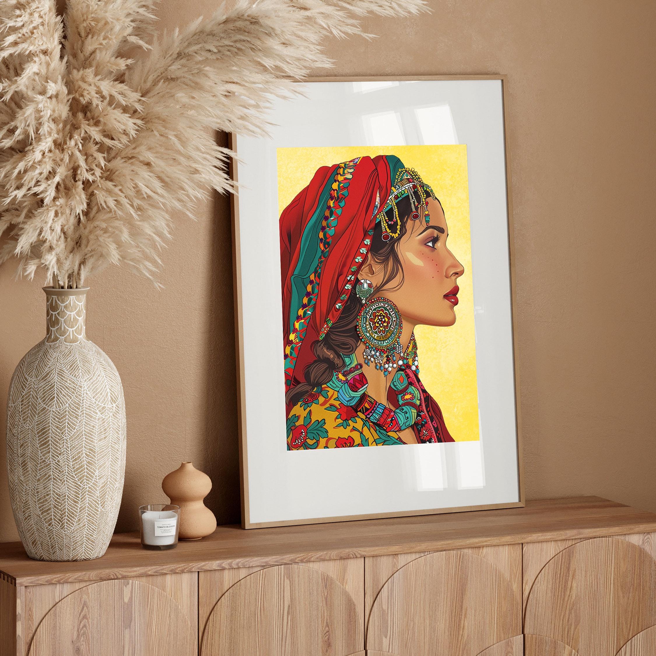 Amazigh Amazigh Art Poster Yellow Wall Decor Amazigh Woman