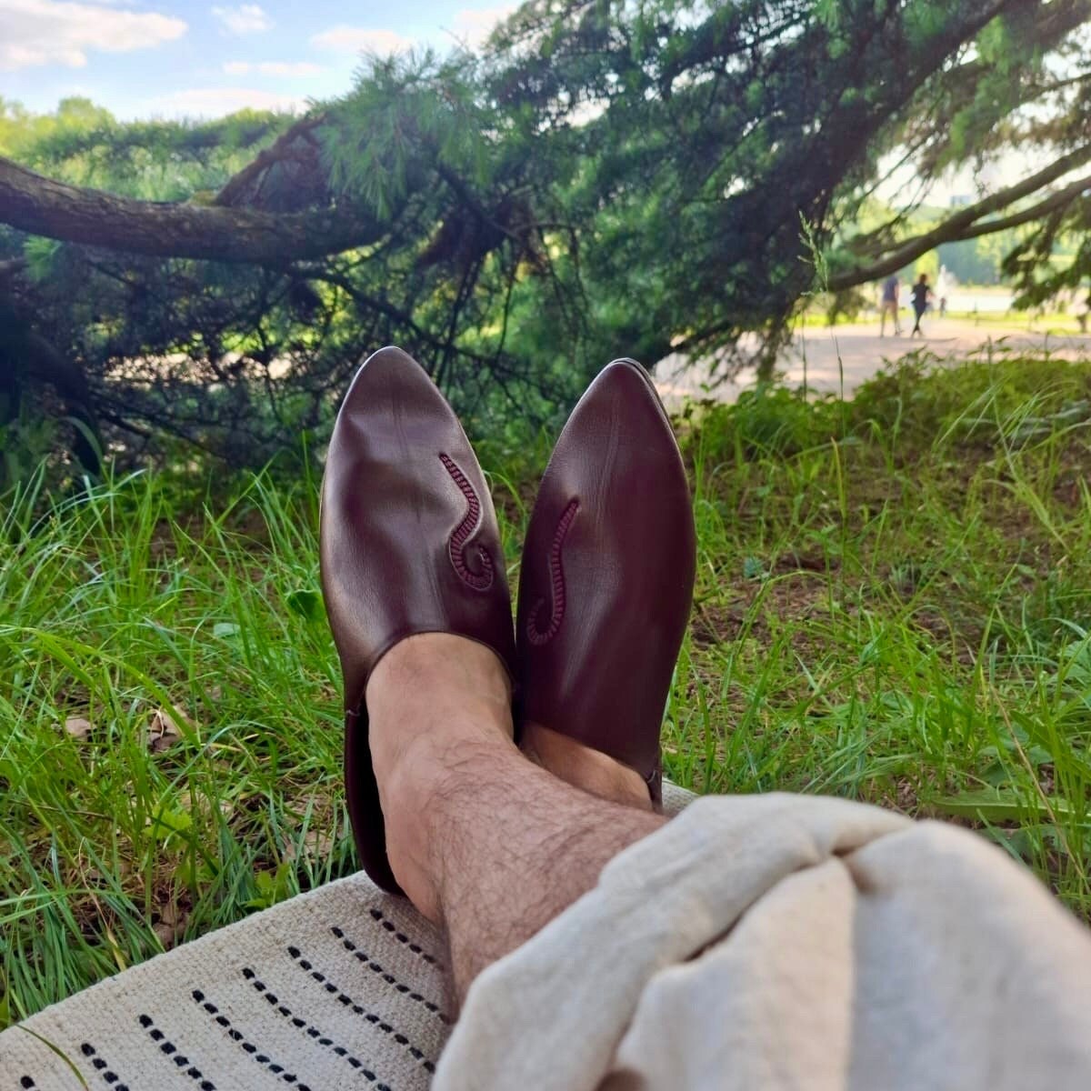 Babouche Moroccan Slipper Brown Babouche for Men Comfortable