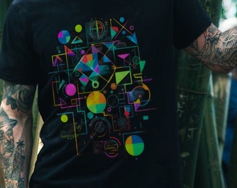 Abstract Geometric Art T-shirt: Colorful Vector Design, Unisex Cotton Tee