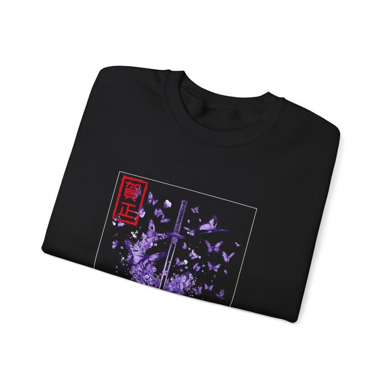 Anime Katana Butterfly Sweatshirt: Japanese Streetwear, Otaku Gift image 7