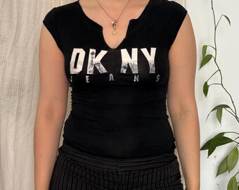 Vintage Black DKNY Jeans Logo Graphic Tank Top — Size S