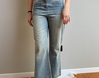 Vintage High Waist Patch Pocket Flare Jeans — M size