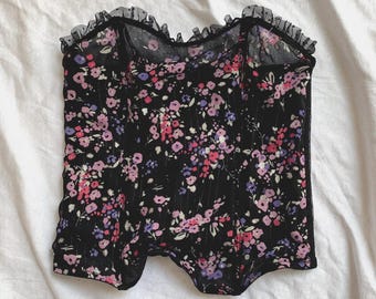 Vintage Floral Sheer Corset Tube Top — Größe S