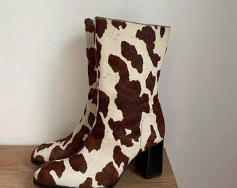 Vintage Rindsleder Ponyhaar Stiefeletten — US 5 / UK 2.5 / EU 35