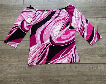 Vintage Y2K Abstract Swirl Off The Shoulder Top — Size L
