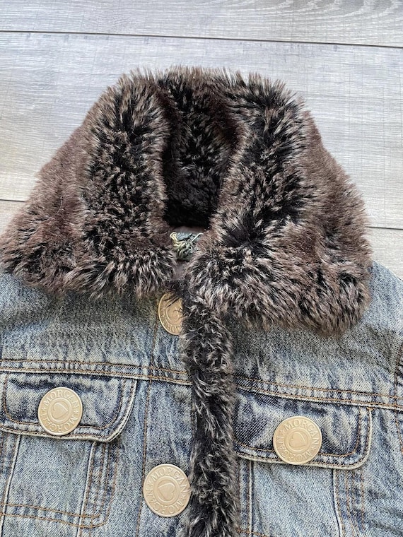 Vintage Y2K Morgan De Toi Denim Jacket: Faux Fur Trim, Women's