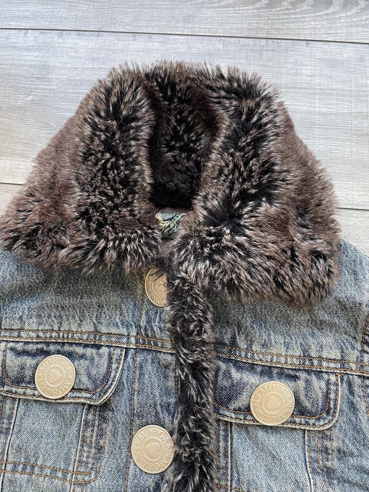 Vintage Y2K Morgan De Toi Denim Jacket: Faux Fur Trim, Women's