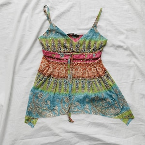 Y2K Vintage Boho Tops | Flower 2000s Summer Fairycore Whimsy Camis | S–M sizes