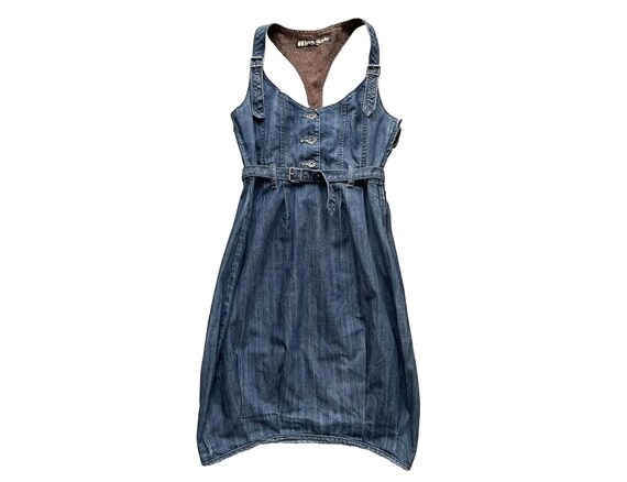 Vintage Miss Sixty Grunge Denim Pinafore Dress -- Size 26