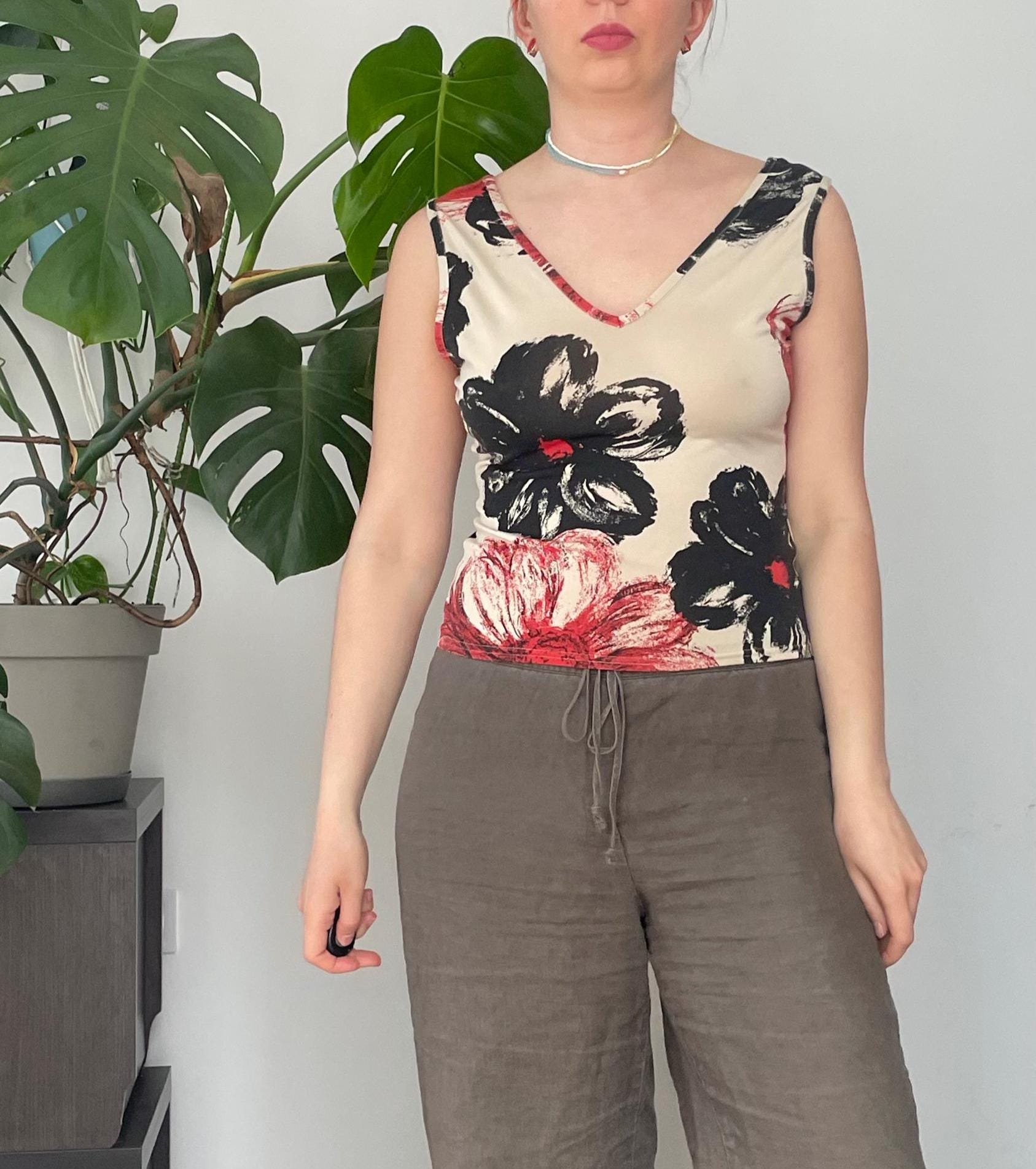一点物 y2k 00s agnis b. vintage flower tops Y2K 2000s Mango floral mesh sequin beaded silky blouse top