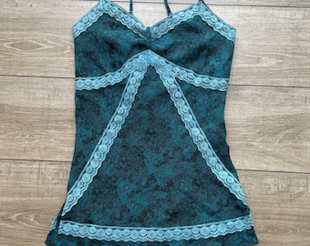 Vintage Jonathon Disley Teal Lace Cami Top — Size M