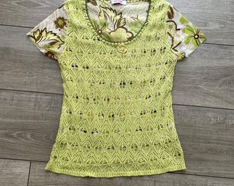 Vintage Y2K Häkel-Top mit Lagenlook – Größe M