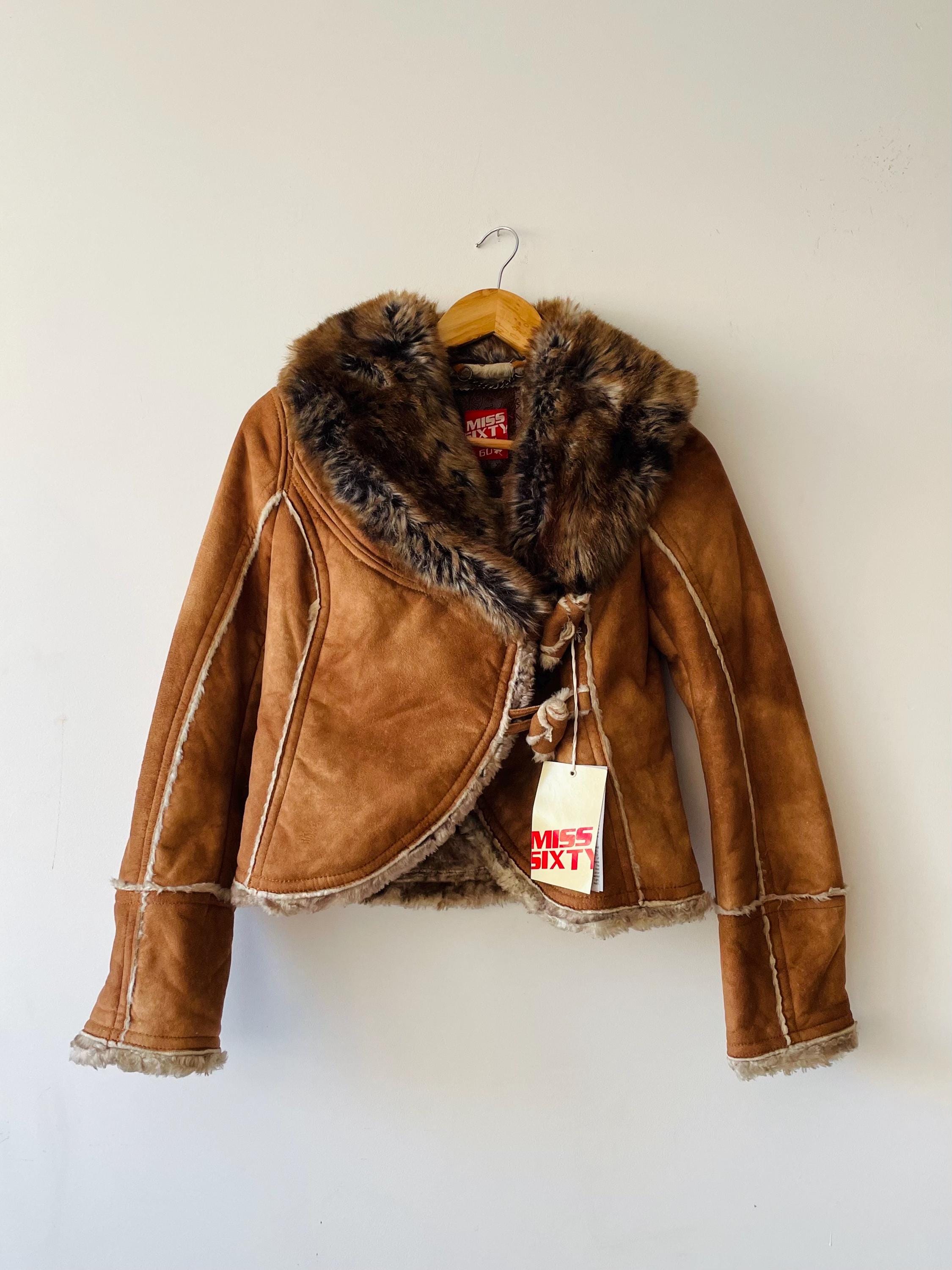 Vintage Y2K Miss Sixty Faux Fur Afghan Crop Coat | Faux