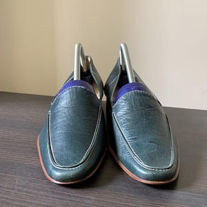 Vintage Green Leather Loafers — 37 size image 2