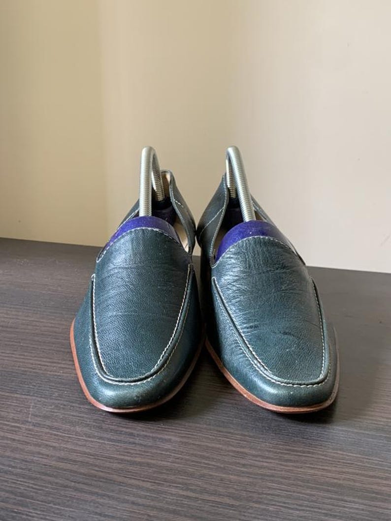Vintage Green Leather Loafers — 37 size image 2