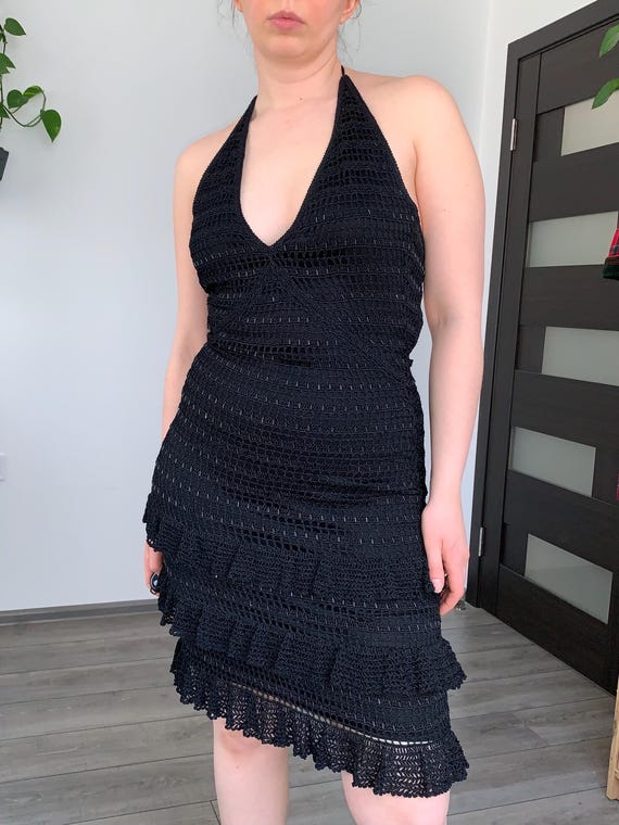 morgan crochet dress Women's Morgan Scarf Crochet Maxi Dress XS/S/M/L/XL/XXL/Customize Black/Black & White/Black & Red MEAN BLVD Black & White / Customize