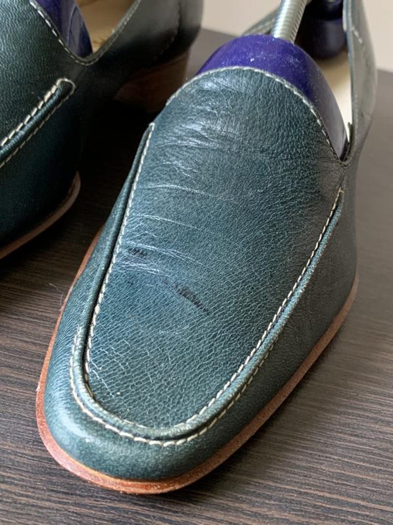 Vintage Green Leather Loafers — 37 size image 4