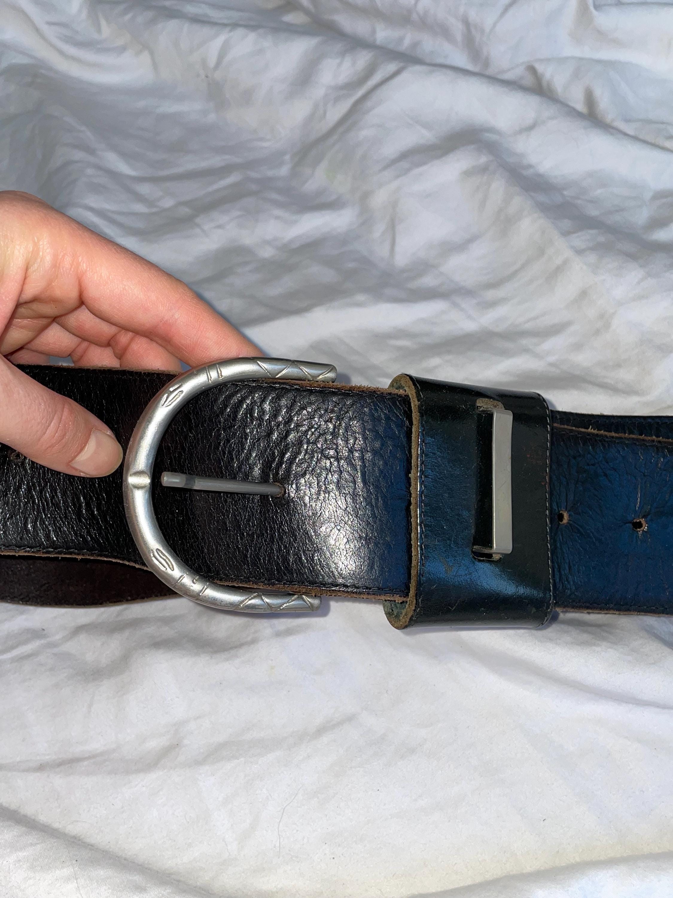 Vintage Black Leather Solid Wide Grunge Belt - Etsy display picture 3